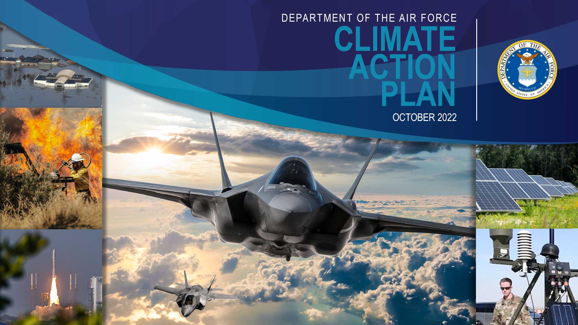 graphic for Climate Action Plan with fighter aircraft 
